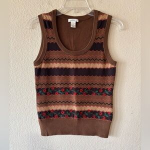 Harold’s brown embroidered sweater vest 100% cotton Size S